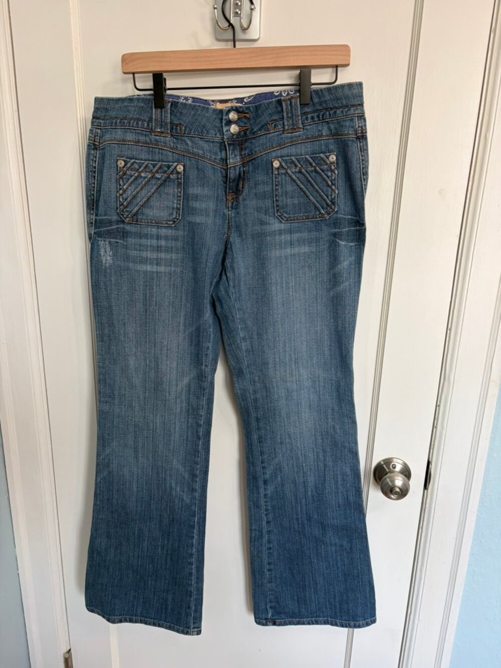 Candie's Vintage Bootcut Jeans Bandana Lining Sz 13 Y2K Embellished